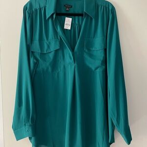 Ann Taylor Teal Blouse with Pockets